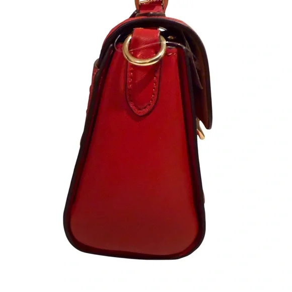 Coach Morgan Top handle Red Embossed Satchel with crossbody strap. NWT - Picture 10 of 13